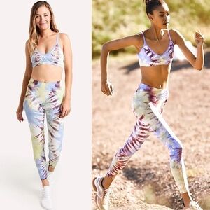 TORY BURCH Tie Dye‎ Print High Rise Athletic Performance Seamless Leggings M
